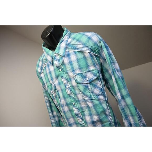 Cowboy Up Tailored Fit Western Pearl Snaps Plaid Cowboy Shirt Mens Sz 2XL XXL - Picture 2 of 12